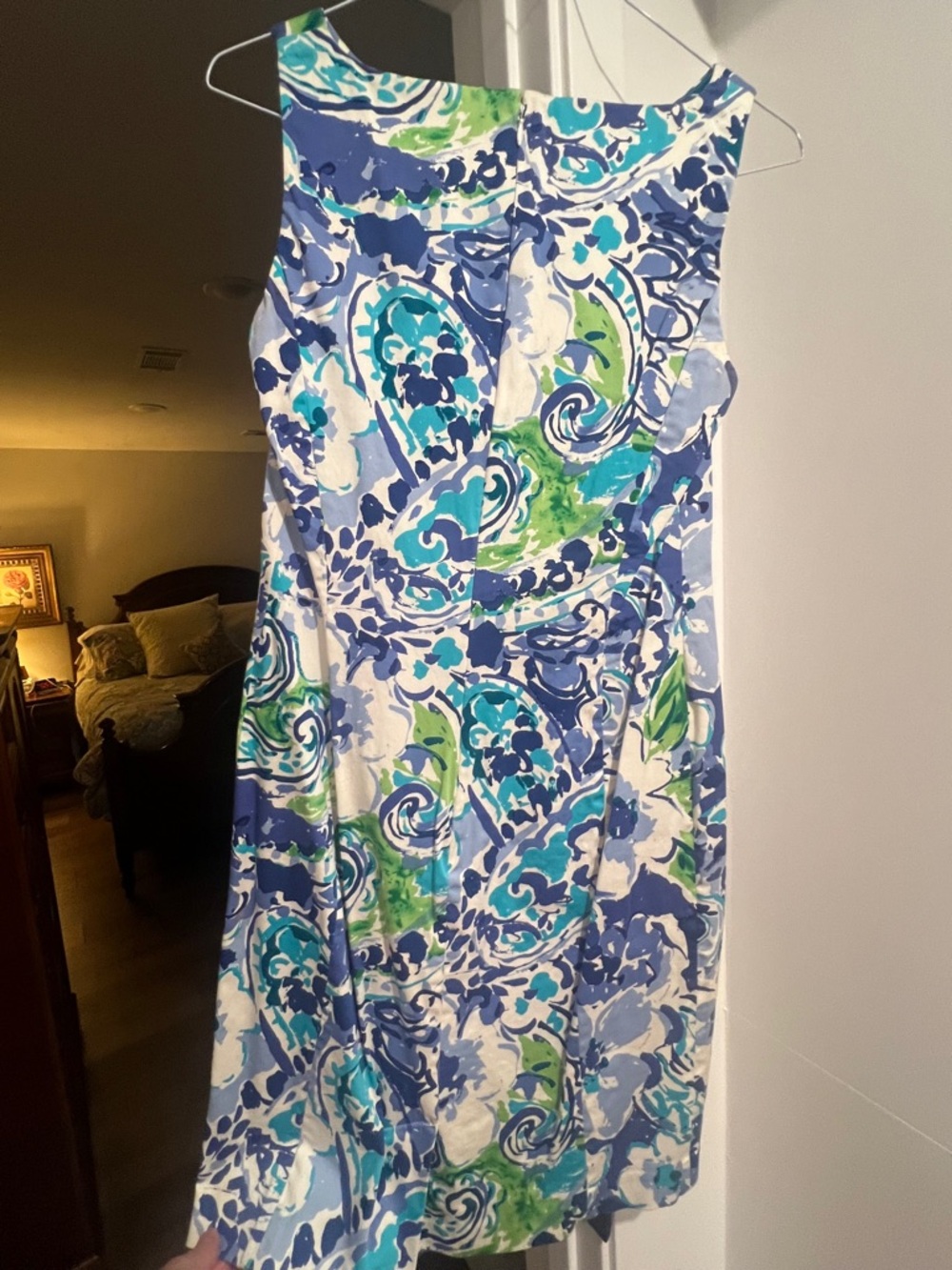 Chaps Sleeveless Blue & Green Paisley Print sheath Sundress size 10